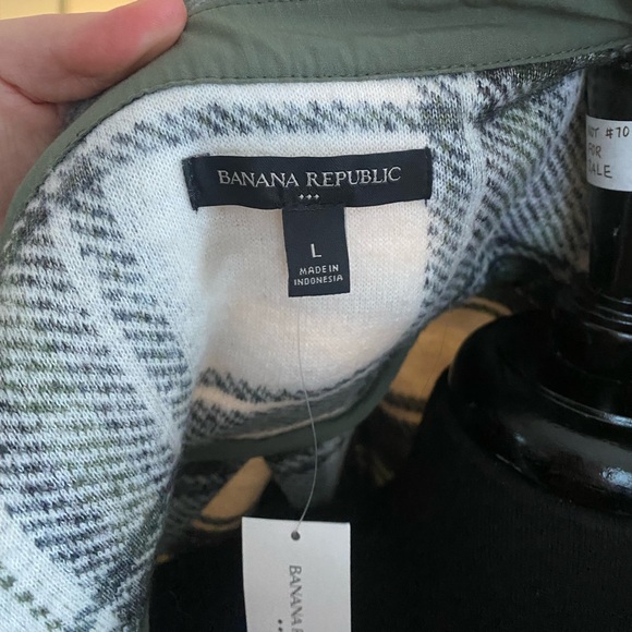 NWT Banana Republic green plaid button front collared jacket size large - Picture 8 of 10